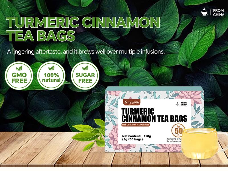 Organic Turmeric Ginger Cinnamon Tea Bags, 50 Teabags, 3g/Bag, Made ...