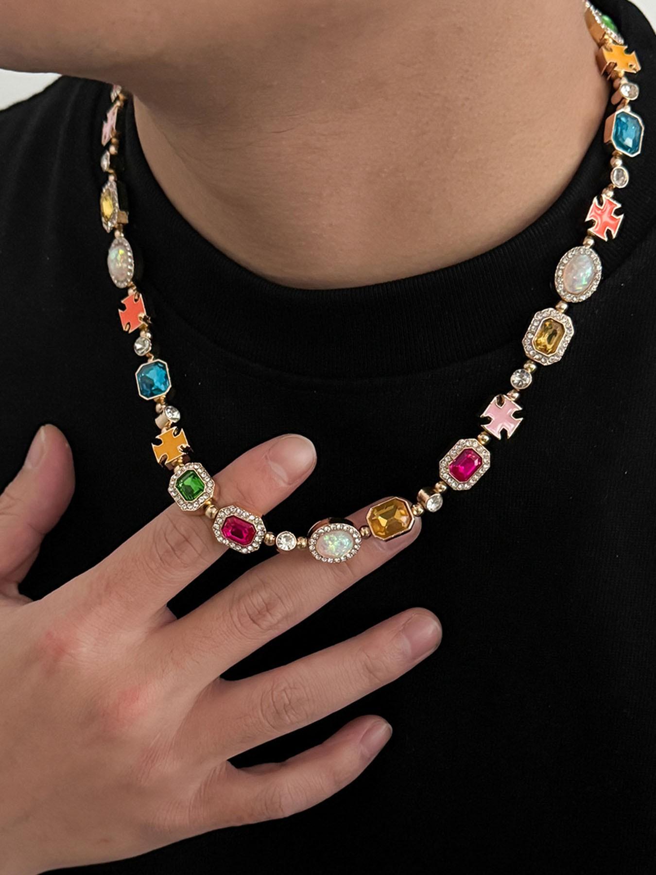 Elegant Zircon Jewelry Set, Unisex Necklace and Bracelet Combo, Perfect Gift for Couples, Ideal for Birthdays and Special Occasions