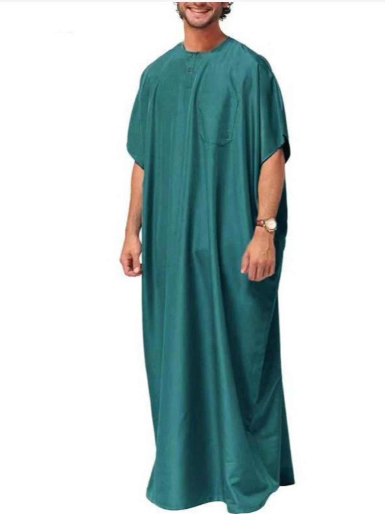 New Muslim Middle Eastern Arabic Dubai Dress Shirt, Malaysian Men's Long Robe, Stylish and Comfortable Clothing for Daily Wear