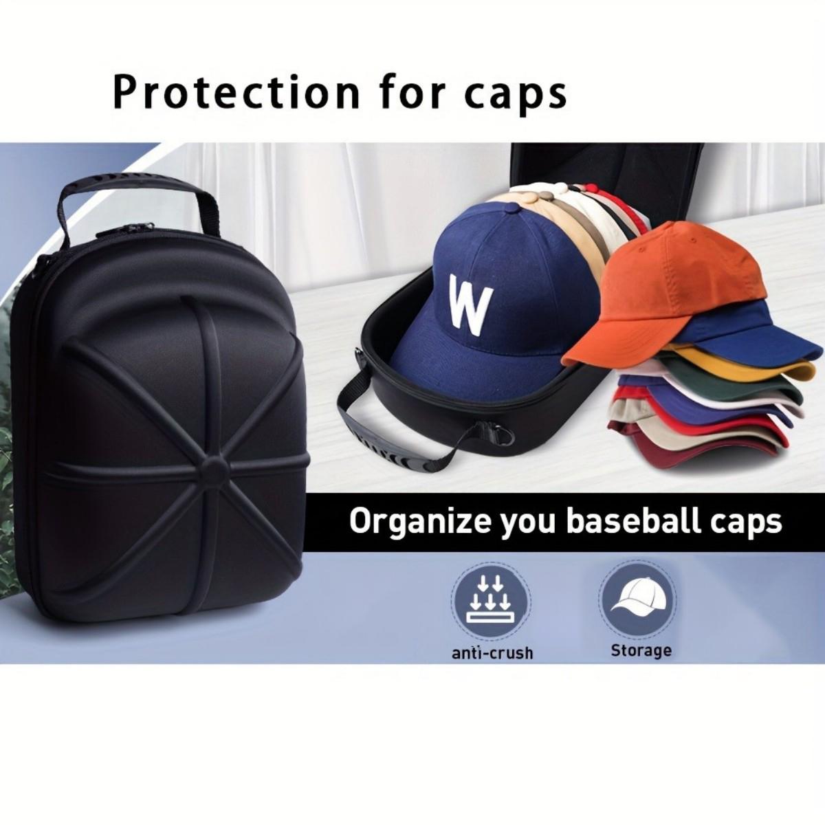 Durable Hard Shell Hat Storage Box, Baseball Cap Organizer Bag with Handle, Space Saving Bag, Travel Home Outdoor Use, Anti-Drop Design