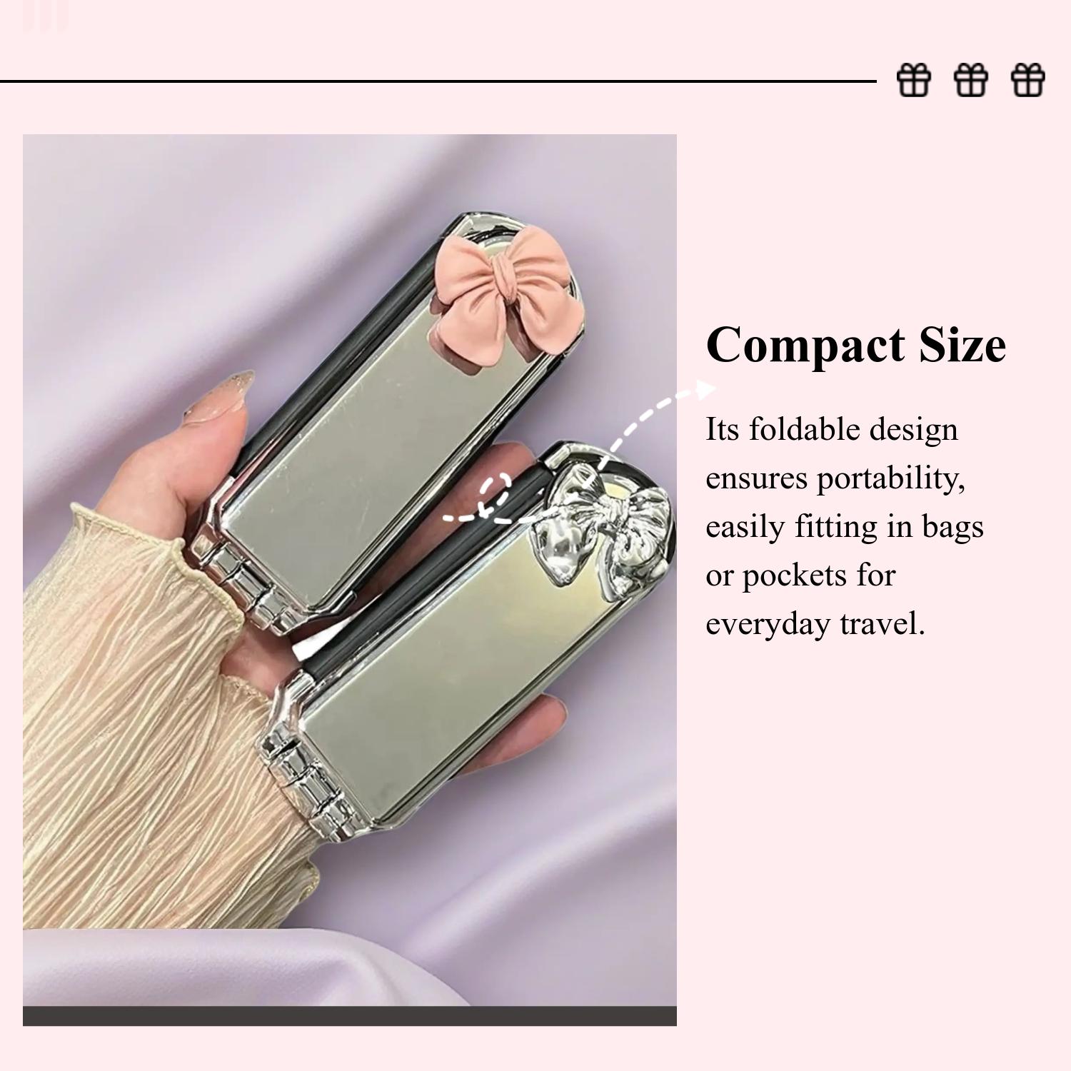 Cute Foldable Mini Comb Portable Ladies Mirror Cushion Integrated Small Massage Pad Comb, Abs Plastic Handle, Hair Styling Tool, Folding Comb