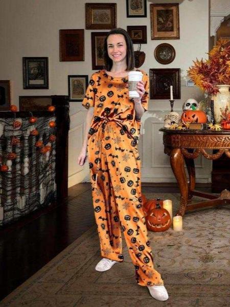 Women's Satin Silk Pajama Set, Short Sleeve Top & Long Pants, Soft Sleepwear for Women, Comfortable Loungewear for Home Use