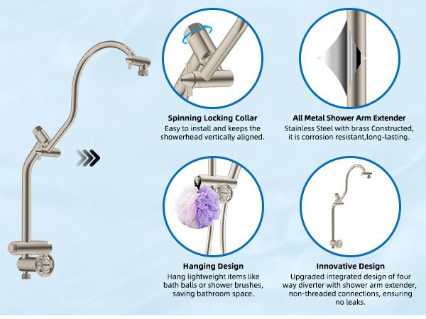 Hibbent Upgraded 13'' Shower Head Combo, High Pressure 5 Spray Rainfall Showerhead, 10 Spray Mode Handheld, All Metal Easy Reach 4-way Diverter with Pause Mode, 71'' Hose and Holder, Brushed Nickel