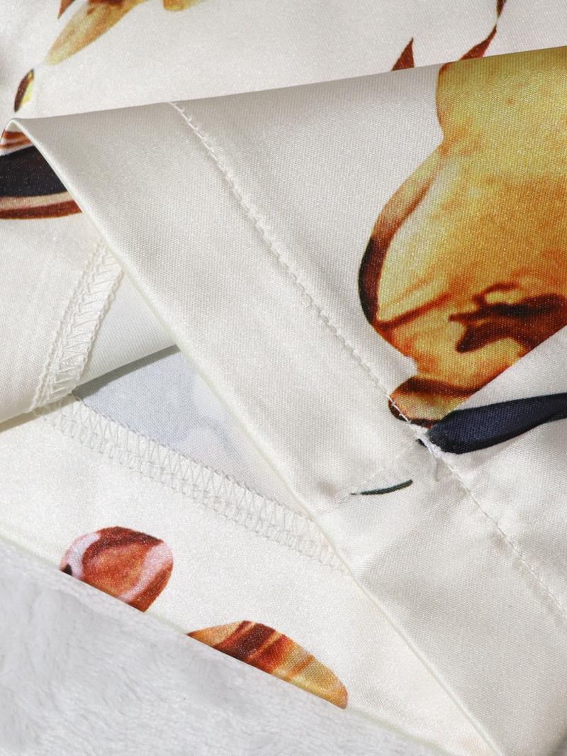 Two-piece Set Women's Floral Print Set, Elegant Long Sleeve Button Blazer & Pants Set, Women's Sleepwear for Spring & Fall