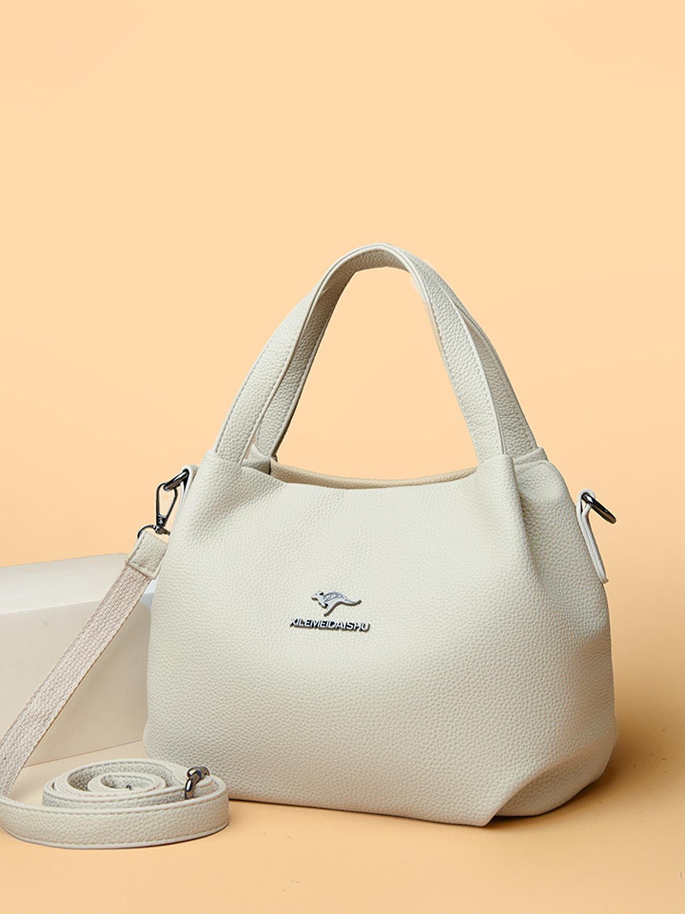 Women's PU Leather Handbag, Fashionable Simple Retro Solid Color Design, Versatile Bag for Daily Commuter Shopping and Work