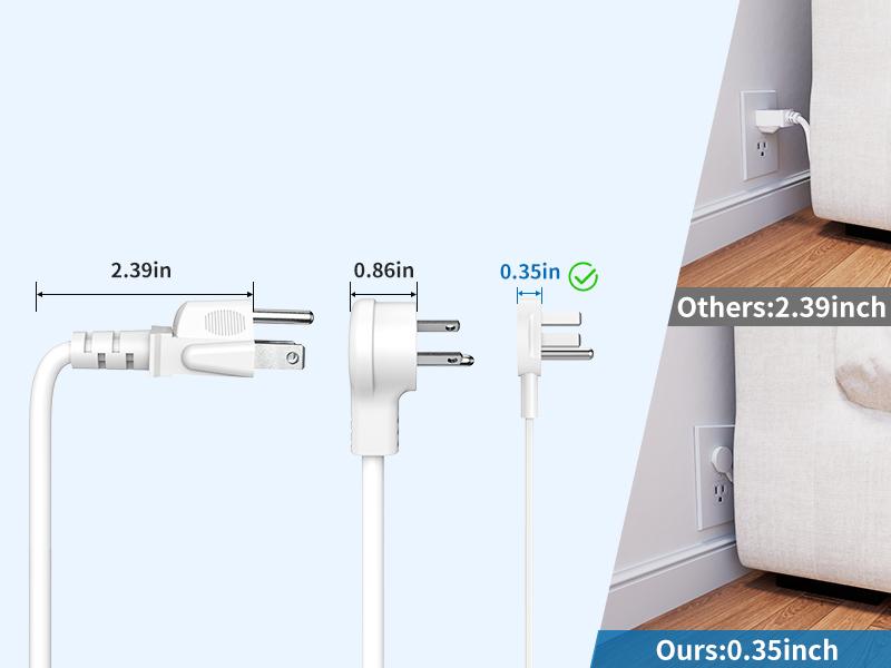 Power Strip with USB Ports NTONPOWER Flat Extension Cord 5 Ft/10 ft/15 ft/25 ft Flat Plug Power Strip Flat Cord with 3 AC Outlet & 2 USB C + 2 USB A for Home Office Nightstand Cruise Ship Black White Pink