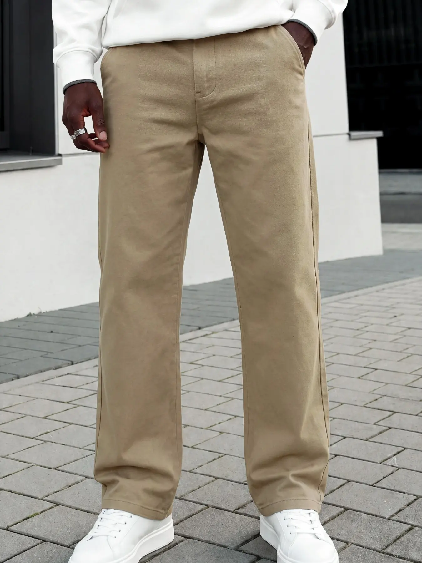Men's Khaki Loose Casual Pants, Casual Slacks, Minimalist Straight-Leg Trousers, Everyday Streetwear Versatile Outfit