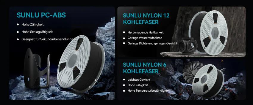 SUNLU PA12-CF Nylon Ultra-Strong Filament 1KG  - Carbon Fiber Reinforced for Aerospace Frames, Durable Outdoor Gear & Precision Engineering