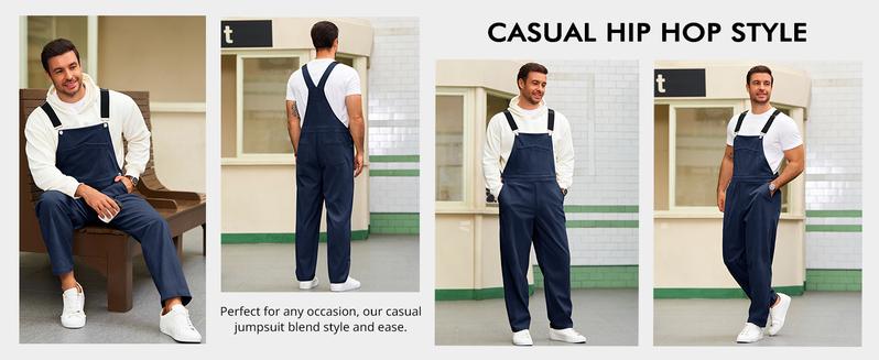 Runcati Mens Corduroy Bib Overalls Casual Adjujstable Strap Workwear Fashion Fall Winter Loose Fit Jumpsuit