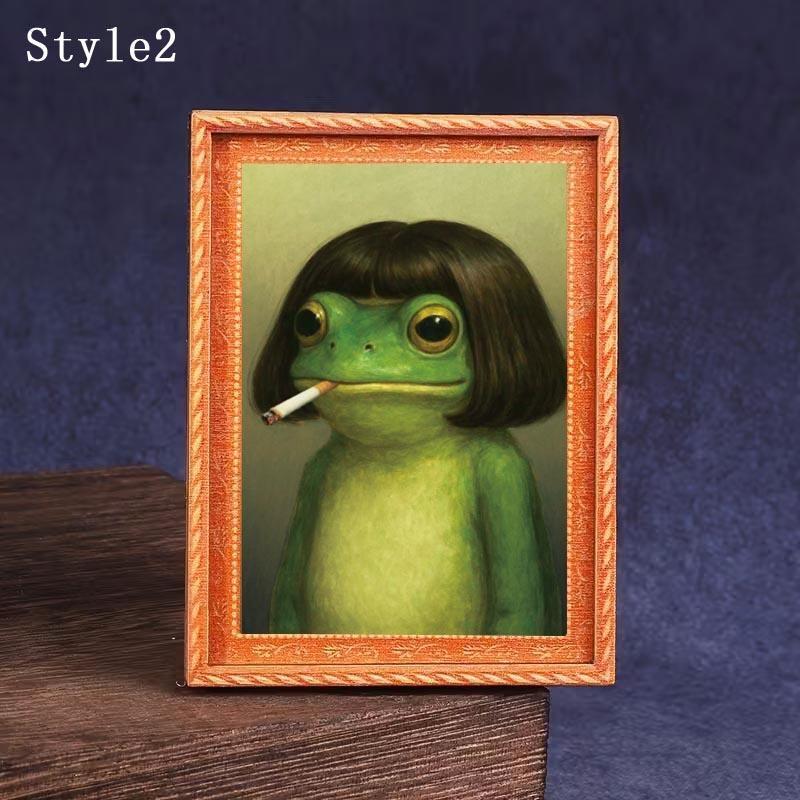 1 Count Funny Frog Magnet, Mini Fridge Magnet with Green Frog & Haircut Design, Modern Kitchen Decor, Durable Wood Construction for Refrigerator, Fridge, Refrigerator Decorating Magnet