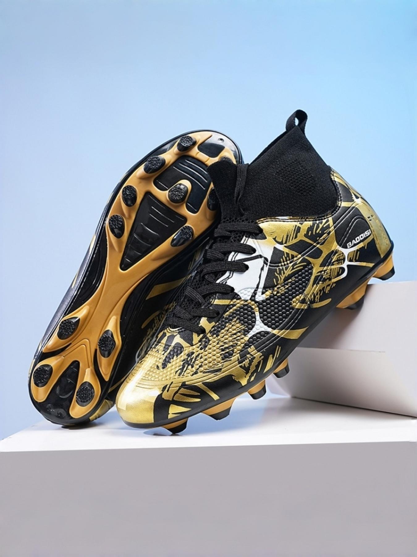 1 Pair Men's High Top Long Studs Football Shoes Heel Support Frame For Enhanced Stability Wear-Resistant Anti-Slip For Daily Training And Matches