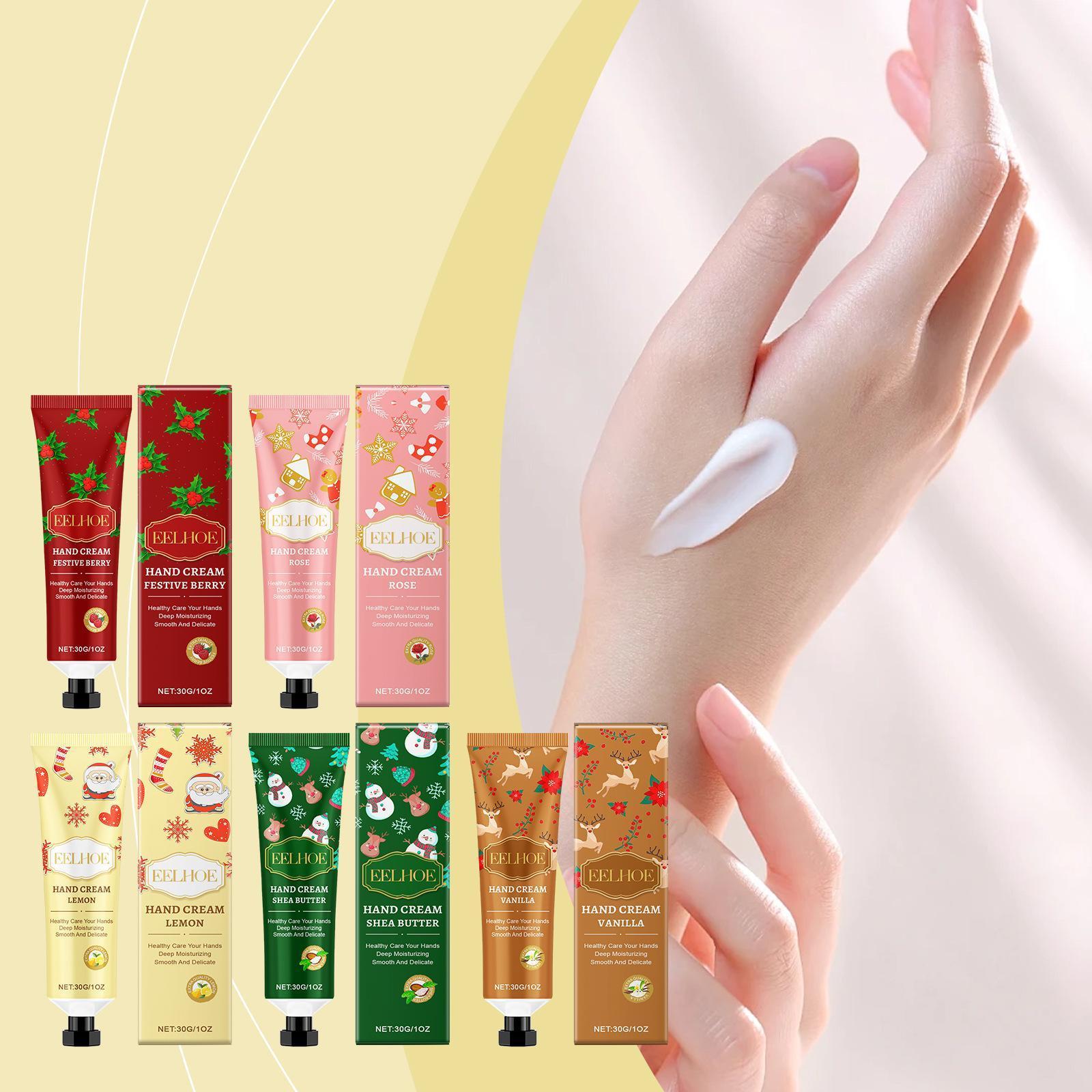 5-Piece Moisturizing Hand Cream Set, Plant Essence Hydrating Lotion for Dry Cracked Hands, Non-Greasy Travel Size Gift for Women & Men