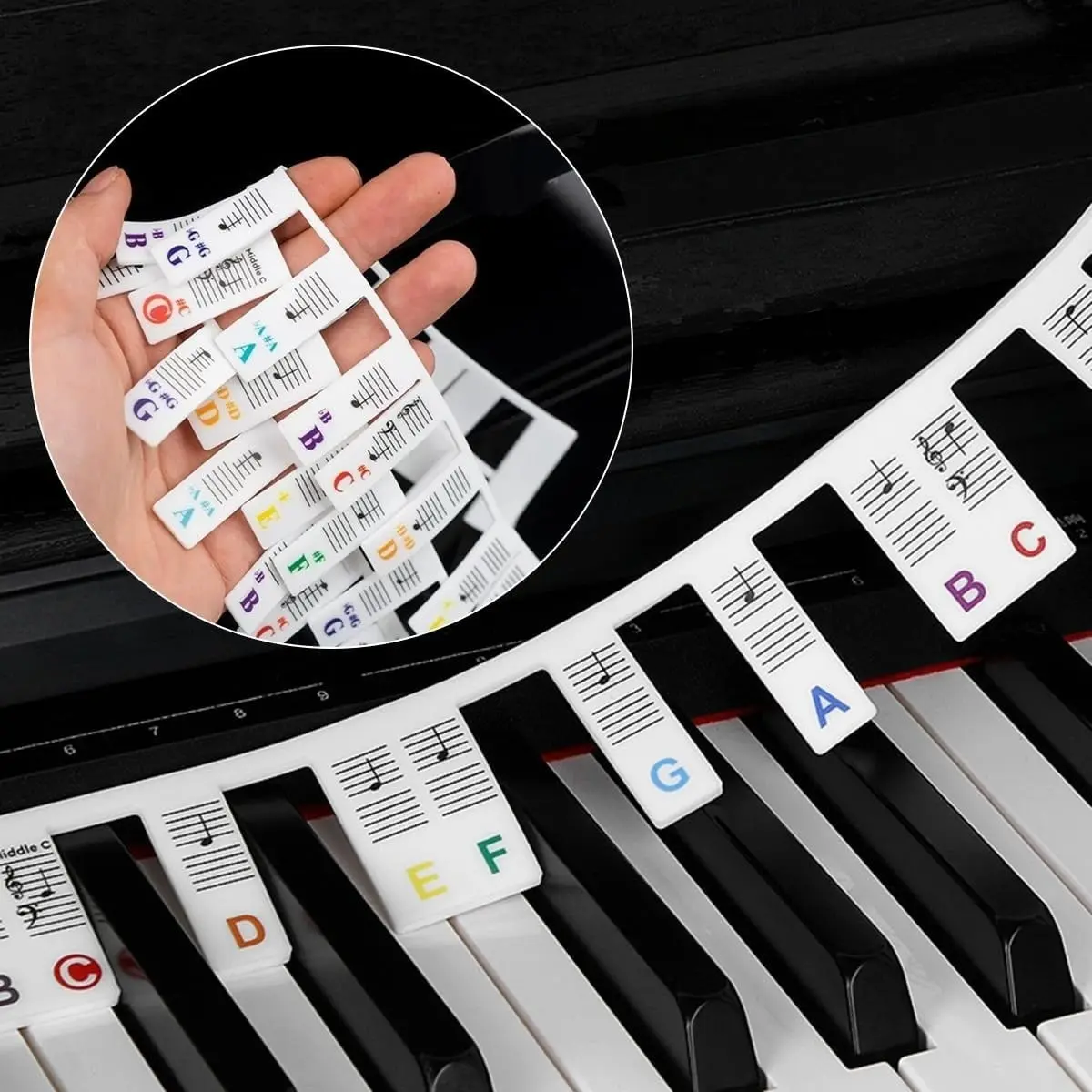 Upgrade 88-Key Detachable Piano Keyboard Note Labels, Ideal for Beginners, Easy Installation, No Damage, Perfect for Practice and Teaching