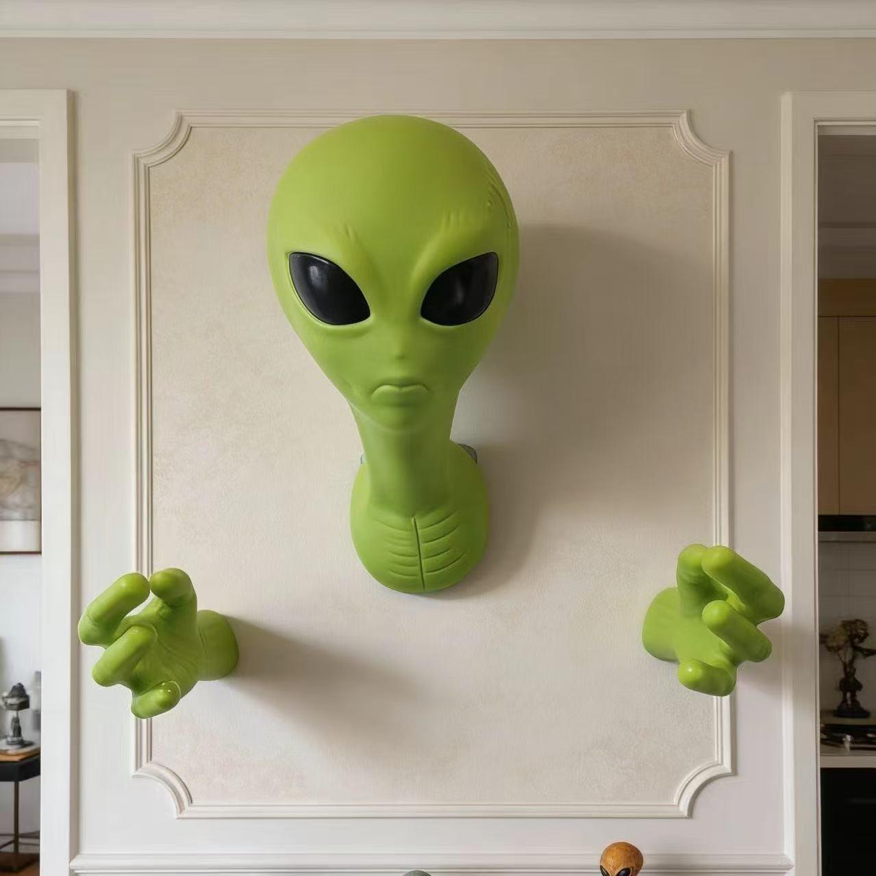 3D Area 51 Alien Wall Sculpture, Weird Aesthetic Sci-Fi Decorative Wall Decor, Trendy Bedroom Living Room Ornament, Halloween Photo Prop Gift for Alien Collectors
