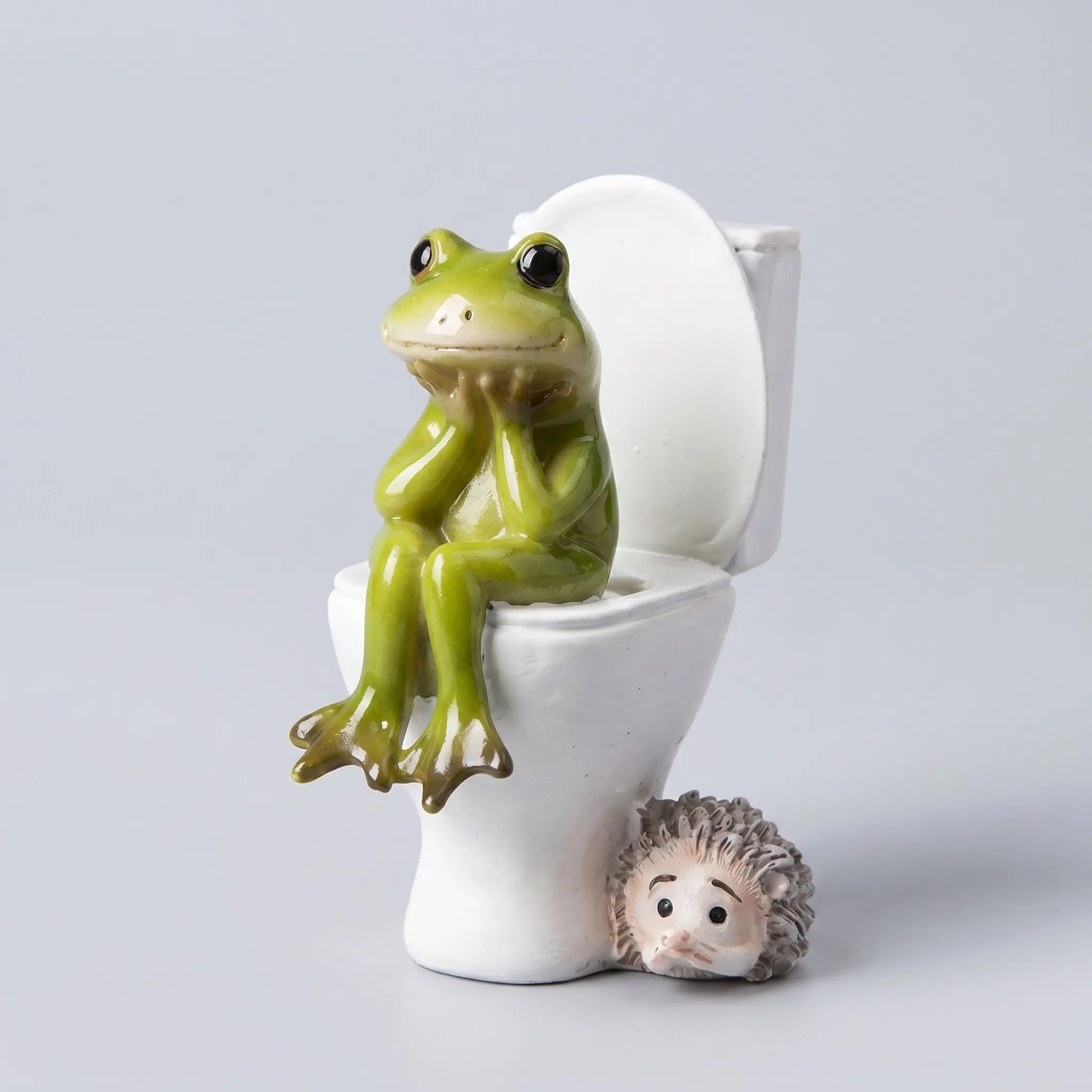 Collectible Figurines • 1pc Creative Toilet Frog Figurine • Cute And Playful Resin Animal Sculptures Desktop Decoration Funny Home Decor • Ideal for Various Room Types • Perfect Gift for Friends to Enhance Life's Fun • Resin Figurine Statue