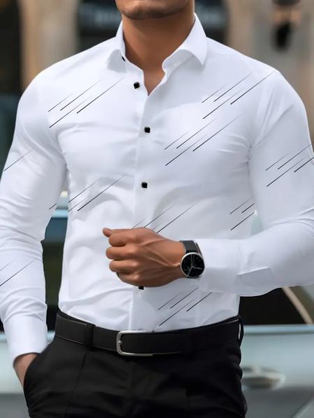 Men's Long Sleeve Shirt, Casual Business Style, Comfortable Fashion Design, Daily Wear Preferred Cs6857