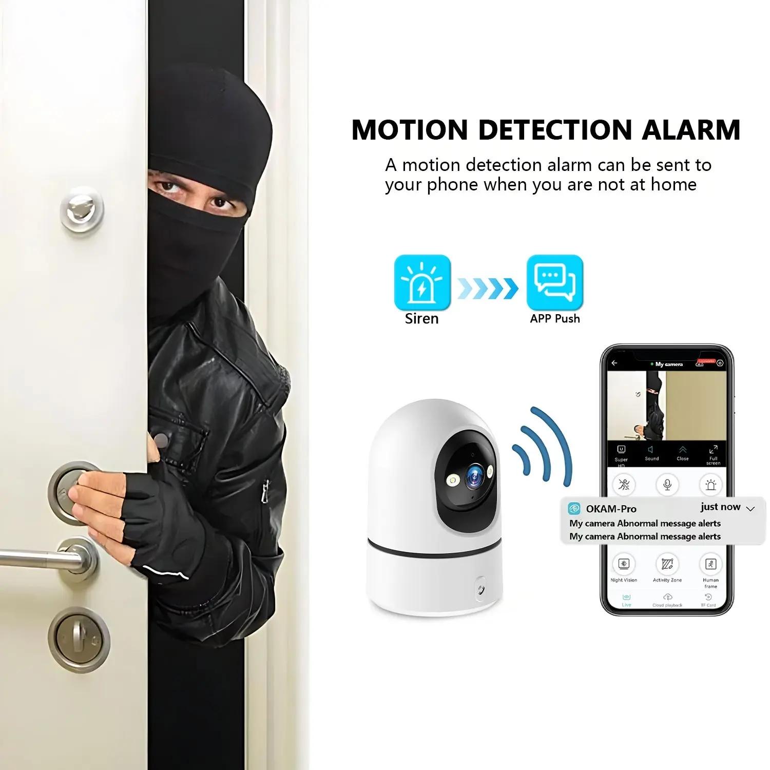 Smart WiFi Indoor Security Camera, 1080P HD Night Vision, Motion Tracking, Two-Way Audio, Sound Alerts, Ideal for Home Safety Monitoring
