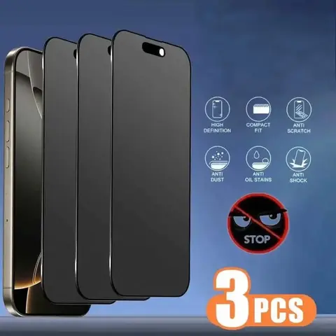 3 Pcs Matte Privacy Screen Protector for iPhone Series (Various Models: 17,16 Pro Max,16e Plus,Mini,X,XR,XS Max,15,14,13,12,11) - 9H Tempered Glass Phone Accessories, Full Coverage, Frosted, Fingerprint-Resistant, Drop-Protective