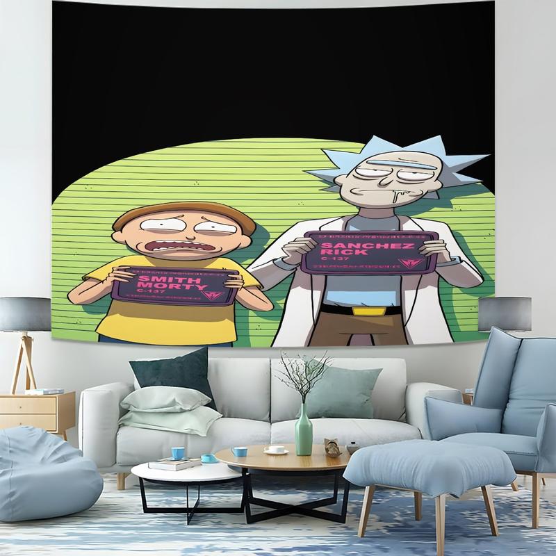 Rick And Morty Patterned Tapestries, Fashionable Room Flags, Unique Wall Art In The Living Room And Bedroom, Very Special Gifts