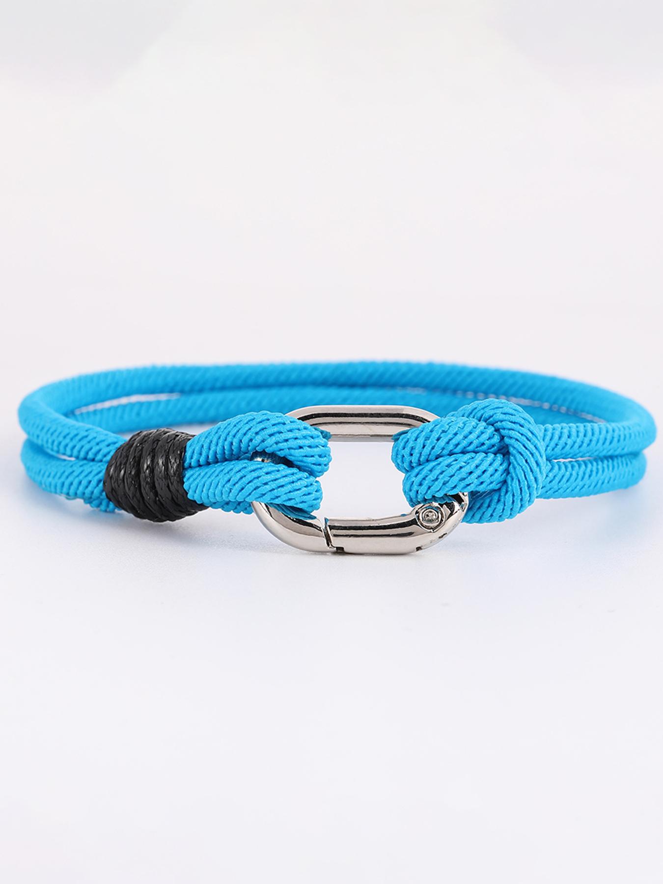 Men's Braided Rope Bracelet, Minimalist Nautical Style, Adjustable Buckle, Durable Handmade Knot Wristband, Daily Wear, Fitness Gift