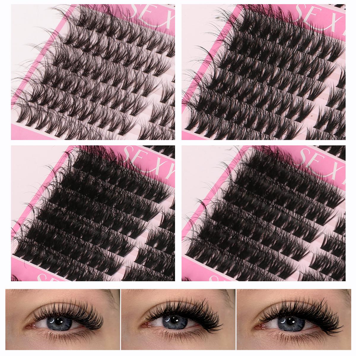 Gift Box Mixed Eyelash Extensions, Fluffy Dense Natural 5-18mm, DIY Lashes with Bond&Seal&Remove&Eyelash Tweezers Large Capacity Set