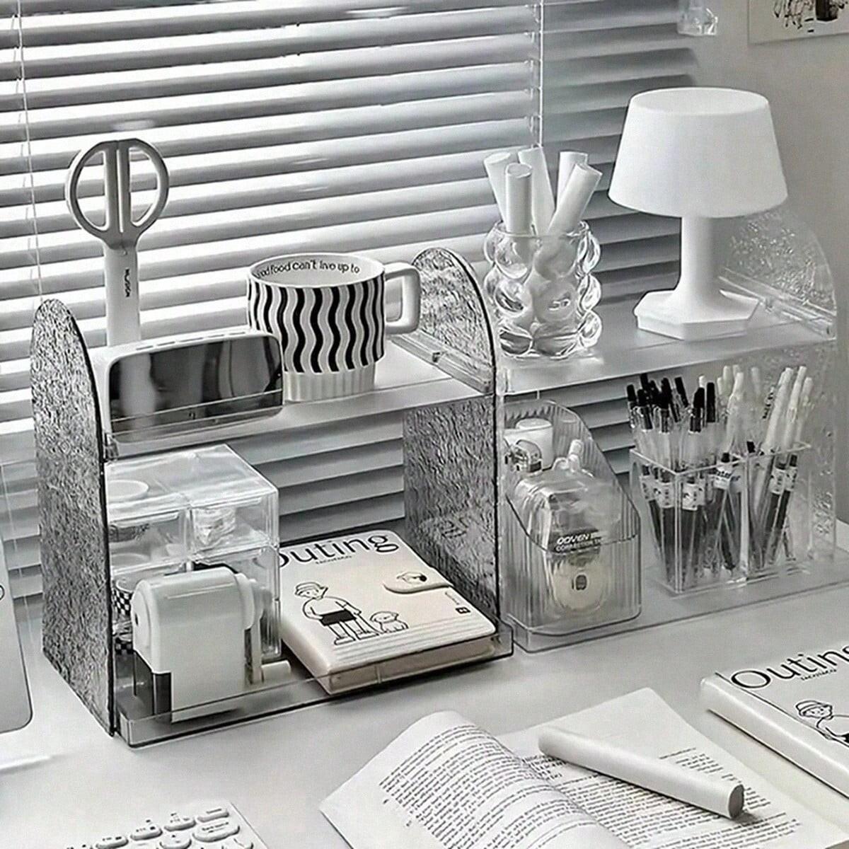 Acrylic Makeup Display Stand & Beauty Storage Box, Iceberg Pattern Cosmetic Organizer, Transparent Layered Desktop Holder, Bathroom Accessories