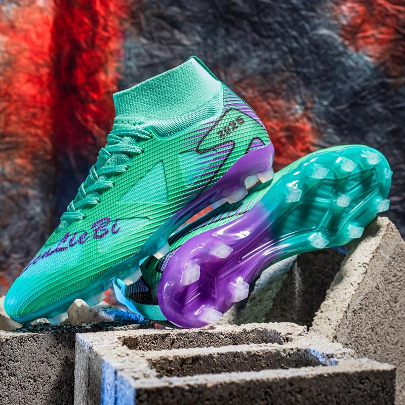 Unisex Professional Ag Football Cleats, Speed Cleats, Outdoor Sports Soccer Boots, Long Studs High Top, Artificial Grass Shoes, Turf Shoes, Lightweight Comfortable