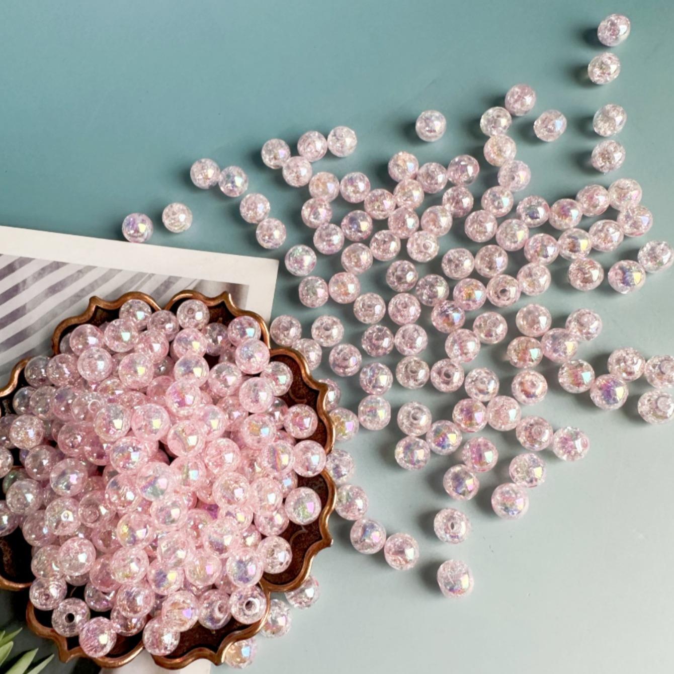 8mm/10mm Glitter Bead (100pcs/set), DIY Bead Charm Accessory for Necklace & Bracelet & Phone Bag Pendant, Jewelry Making Supplies for Women & Teenager