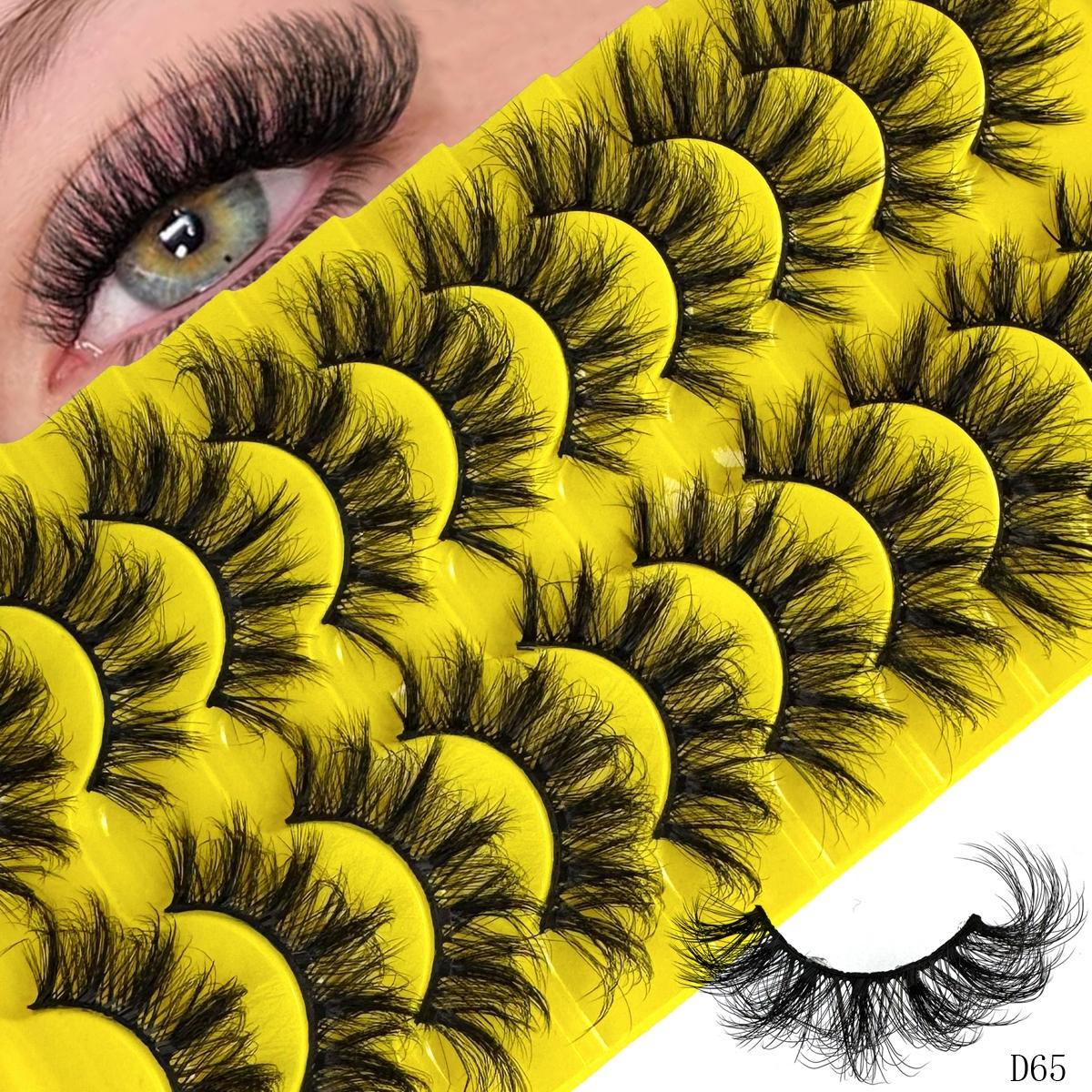 10 pairs of artificial mink false eyelashes, False Eyelash Set, 3D multi-layer fluffy eyelashes, thick and soft cat eye eyelashes, 10-18mm, suitable for beginners, reusable, black, creating a dramatic thickening effect