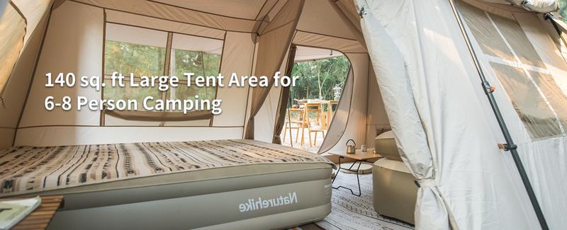 Naturehike Large Family Camping Tent with Front Awning & 60s Quick Setup – Waterproof, Sun Protection, Spacious 4-8 Person, Two-Room Design, Built-in Lights, Large Storage Space & Five-Sided Ventilation, Outdoor & Backyard Adventures Naturehike Large Family Camping Tent with Front Awning & 60s Quick Setup – Waterproof, Sun Protection, Spacious 4-8 Person, Two-Room Design, Built-in Lights, Large Storage Space & Five-Sided Ventilation, Outdoor & Backyard Adventures