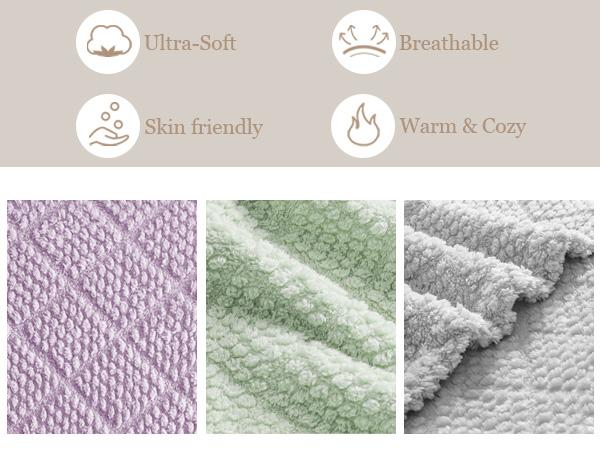 Whale Flotilla Fuzzy Fleece King Size Blanket for Bed, Soft Fluffy Jacquard Waffle Blankets for All Season, Lightweight and Warm, 90x104 Inch