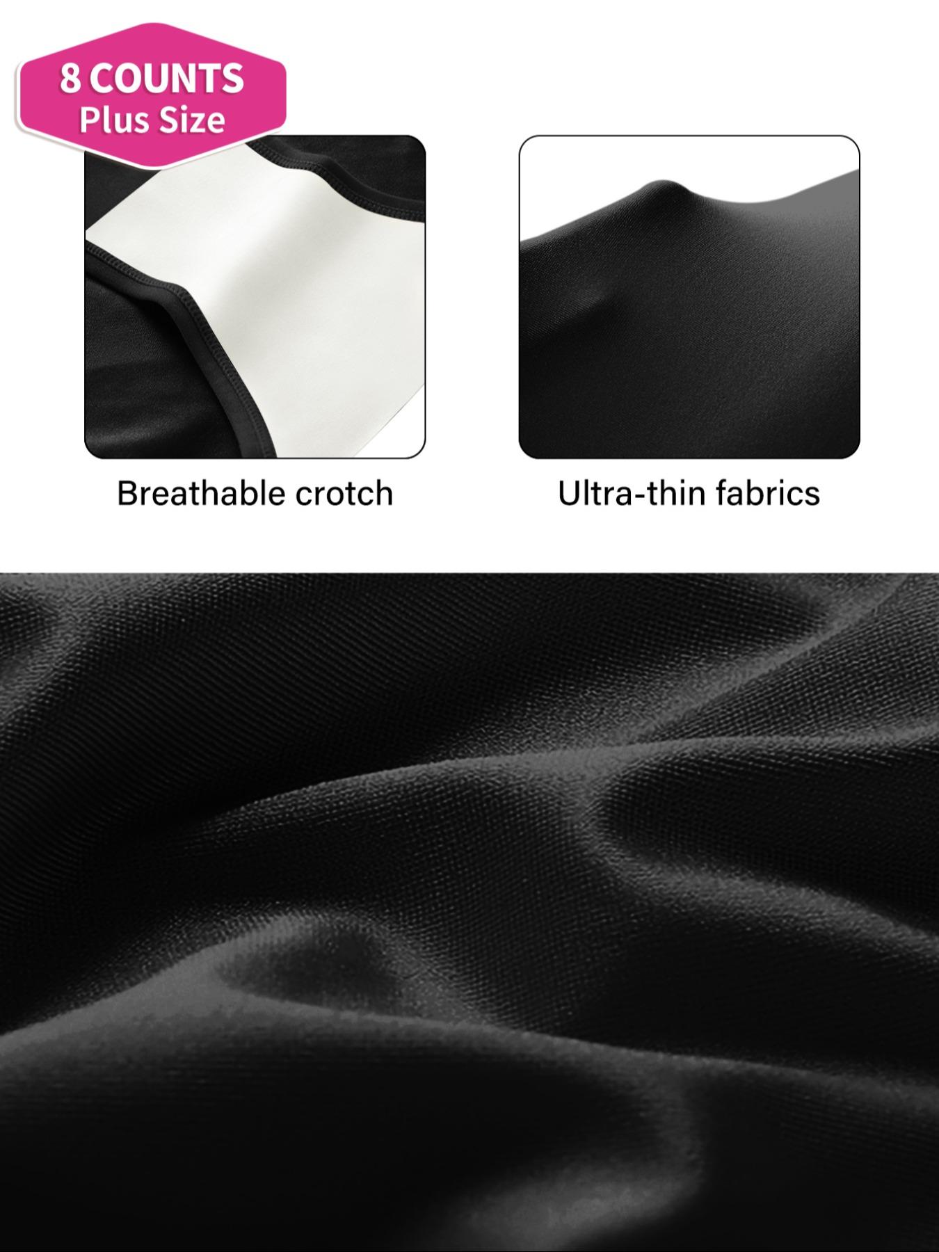 【Plus Size】 Solid Contrast Mesh High Waist Panty, Breathable Comfy Knicker for Daily Wear, Women's Underwear for All Seasons, Fashion Breathable Underwear