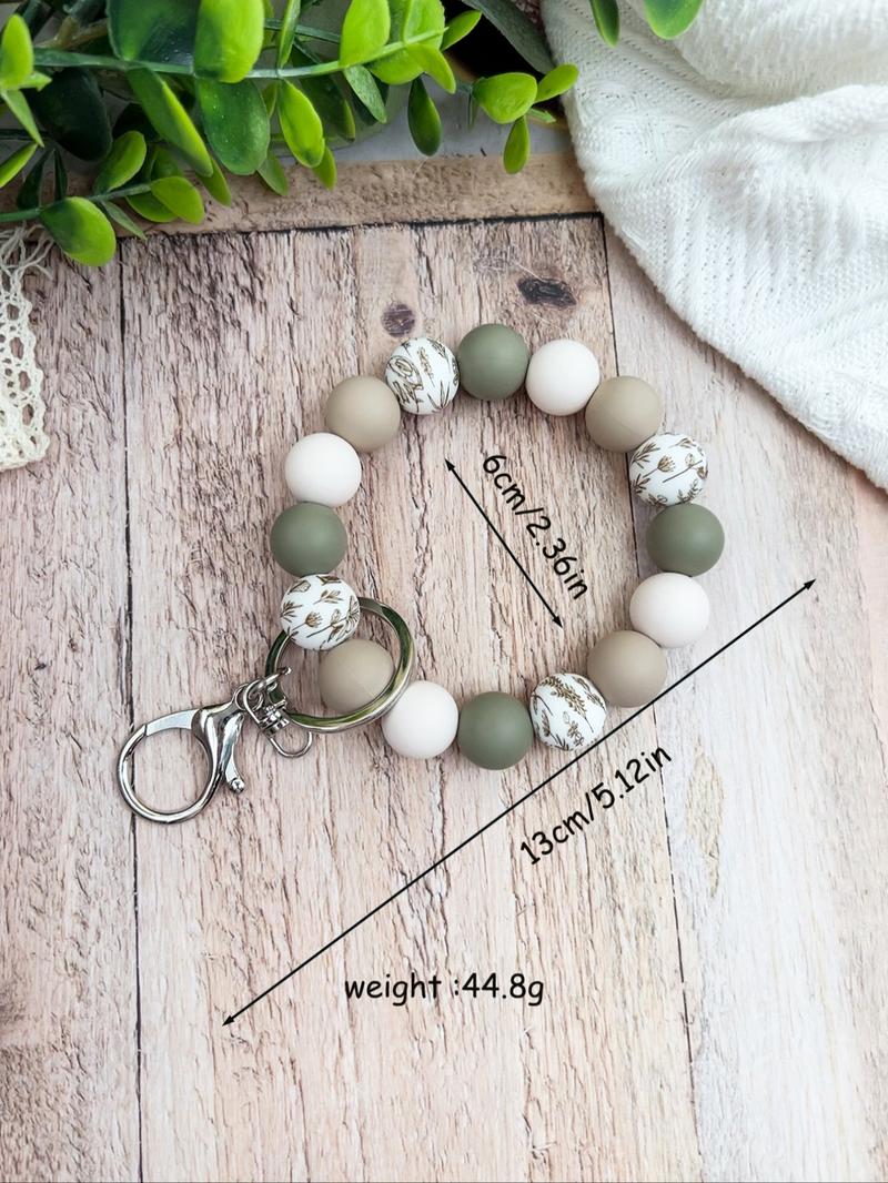 Boho Style Beaded Keychain, Colorblock Beaded Wristlet Keychain, Fashion Accessories for Women & Men, Cute Keychain, Trendy All-match & Exquisite Keychain As Gift