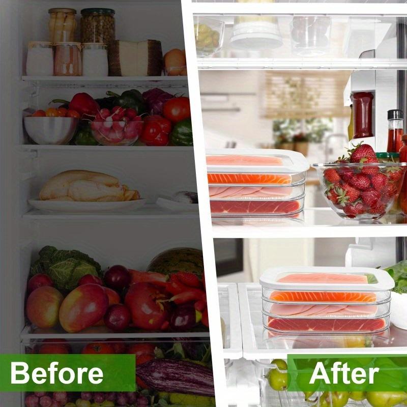 3-Layer Refrigerator Deli Meat Container, Stackable Bacon Lunch Meat Container, Suitable for Cold Cuts, Cheese, Sausage, Meal Prep Containers, Clear Food Storage, Kitchen Storage Containers