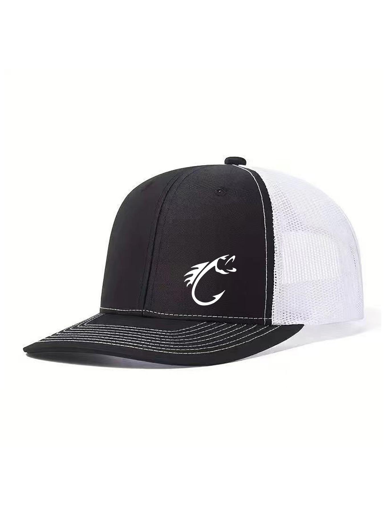 Neutral Fish Hook Pattern Printed Baseball Cap, Outdoor Fishing Cap, Adjustable Mesh Design, Casual Style Suitable for Outdoor Activities, Snapback Trucker Hats
