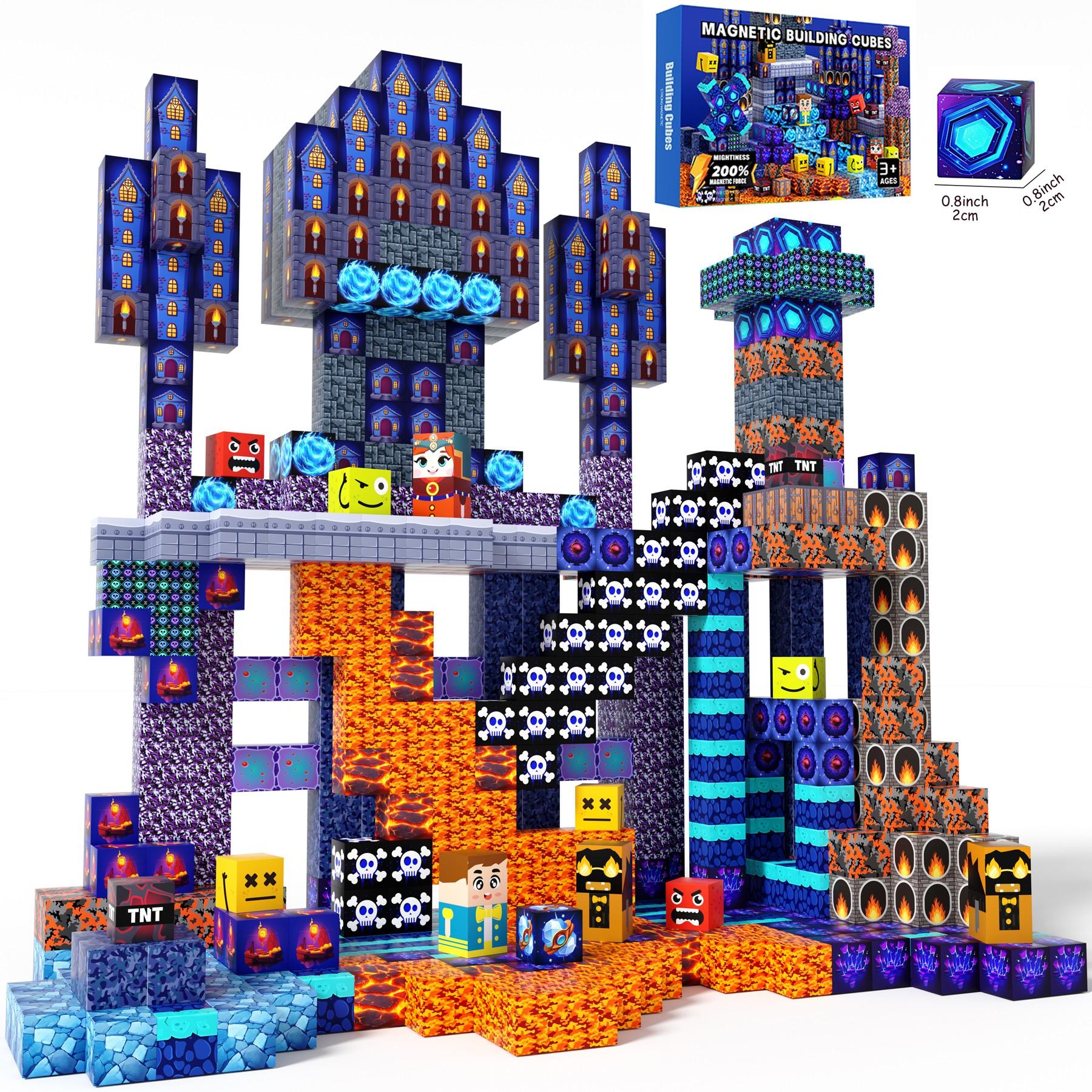 Magnetic Blocks - 100/150PCS Blue Castle Magnetic Cubes & Building Blocks Set, Montessori STEM Sensory Toys for Creative Play, Outdoor Fun Magnetic Tiles for 3-8 Year Old Boys Girls, Christmas Birthday Gift