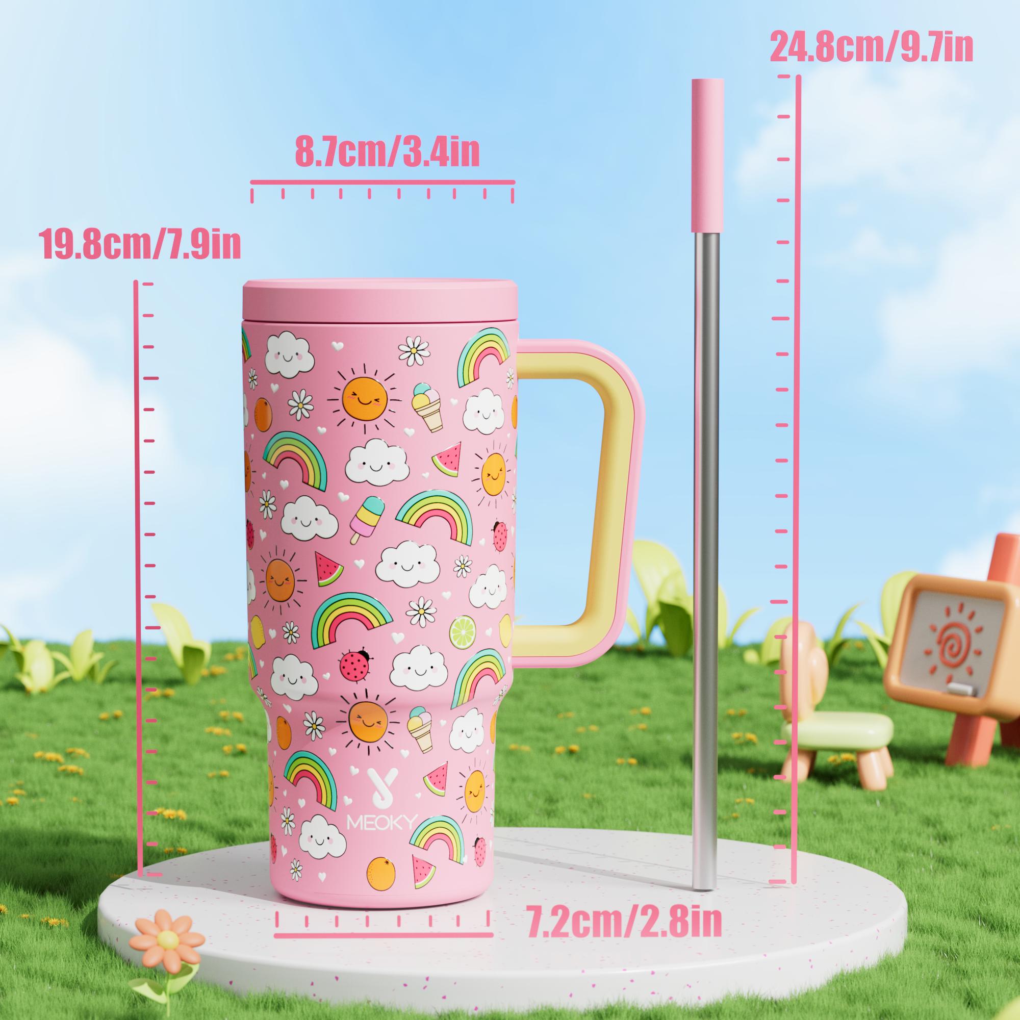 MEOKY 24oz stainless steel thermos cup,Hot Water Mug,It is suitable for school and outings. It is a reusable environmentally friendly cup that is non-slip and leak-proof and keeps cold for 24 hours,Valentine’s Day Gift