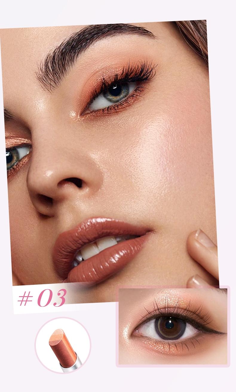 Three-Color Gradient Eyeshadow Stick, Matte Finish, Waterproof, Long-Lasting, Neutral Shades, Easy Application, Perfect for All Skin Types