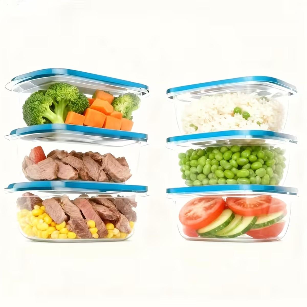 3/6/12pc rectangular food storage container with lid, reusable and stackable, leak-proof, Leakproof Airtight Containers, suitable for pre-meal preparation containers such as grains, meats, fruits, vegetables, salads, is the perfect choice for home