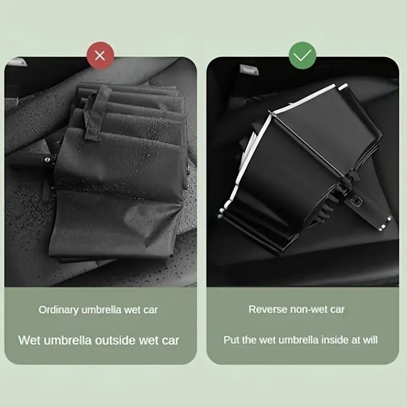 Double 10 Bone Reverse Automatic Umbrella, Reflective Strip Safety Folding Umbrella, Sun Rain Two-Use Anti-Bounce Shade Umbrella, Lightweight Foldable Umbrella, Portable Folding Umbrella, Sunshade Umbrella