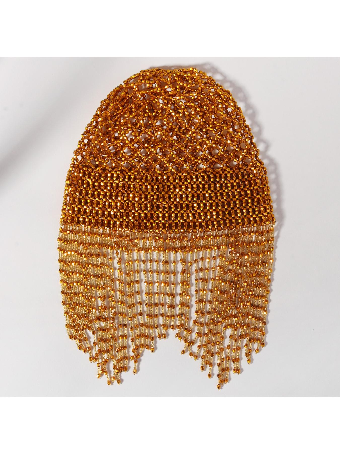 European and American retro beaded tassel hair chain hand-woven mesh hair cap bridal gown lace decorative hairnet Bridal Hairpiece Vintage Hair Accessories Bridal Headpiece Wedding Hair Accessories