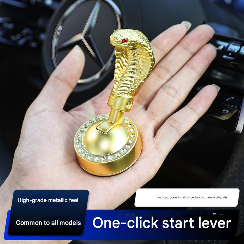 Creative Snake Head One-Button Start Cover, Car Engine Ignition Parking Rod, Fashion Safety Start Pushrod, Universal Fit, Easy Installation, Car Interior Accessory