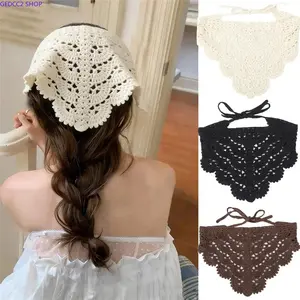 Women's 3-Pack Plain Knitted Hair Scarves, Handmade Cotton Crochet Headband and Bandana, Soft Head Kerchief, Ideal for Daily Wear and Gifting