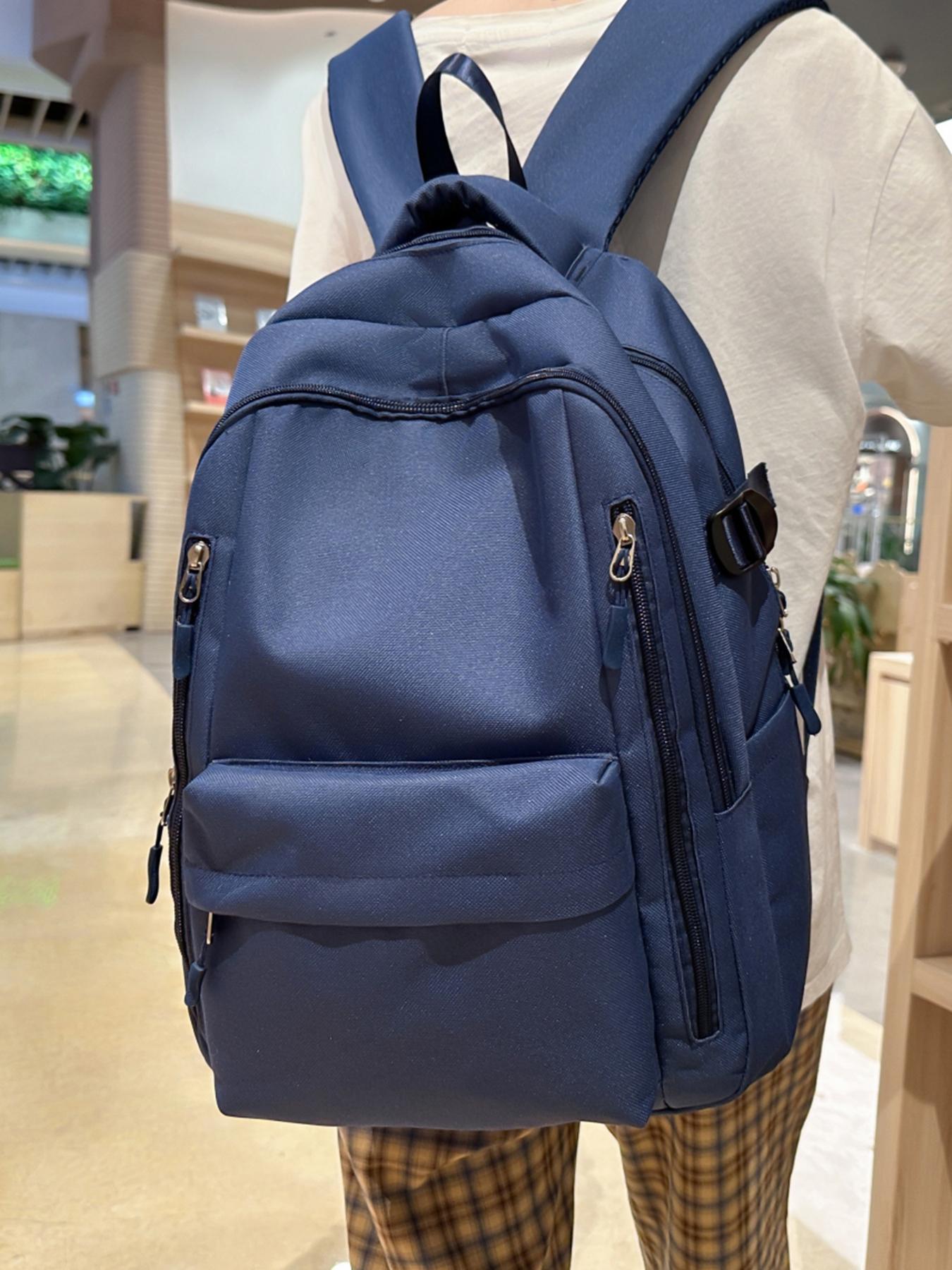1pc  Women's backpack with solid color and clean color, zipper closure, fashionable and versatile, casual and simple, Durable Backpack, suitable for students to go to school, campus, work, commuting, shopping, women's backpack