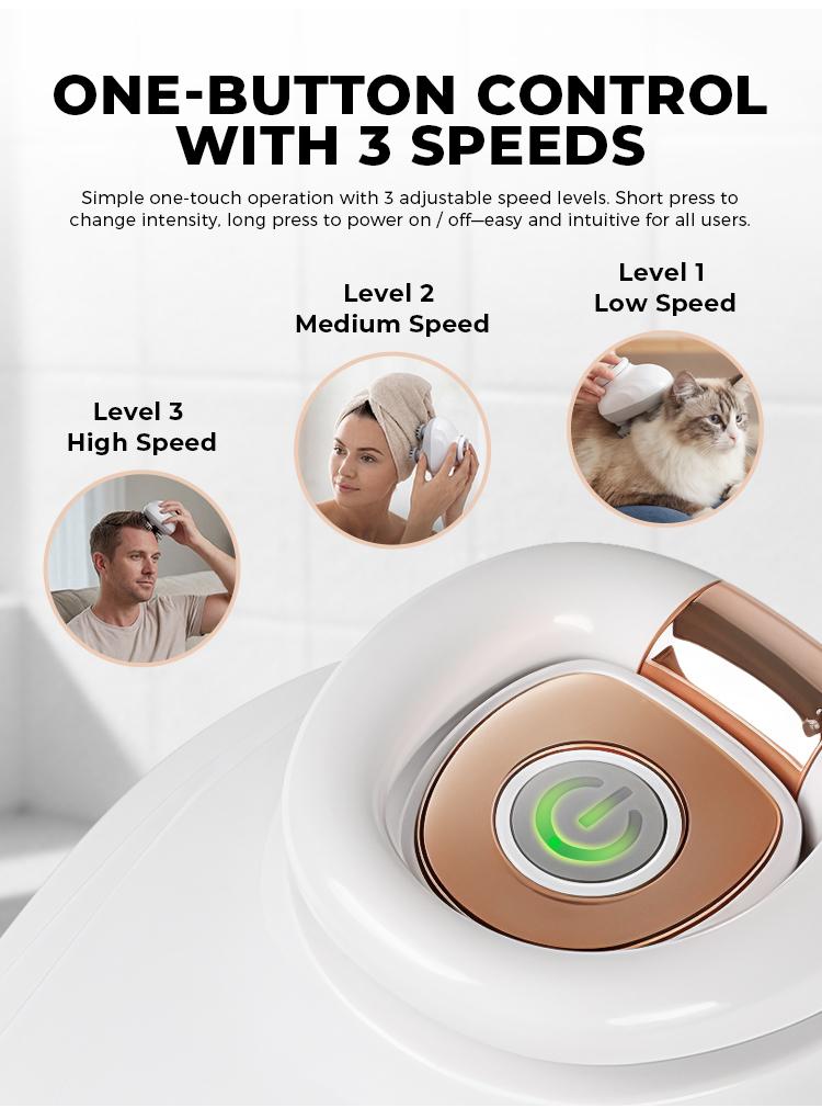 1PC Electric Scalp Massager, Cordless Waterproof Head Massager with Kneading Nodes, Handheld Hair Shampoo Brush for Deep Cleaning & Relaxation, Rechargeable Scalp Massagers, Gift for Men Women