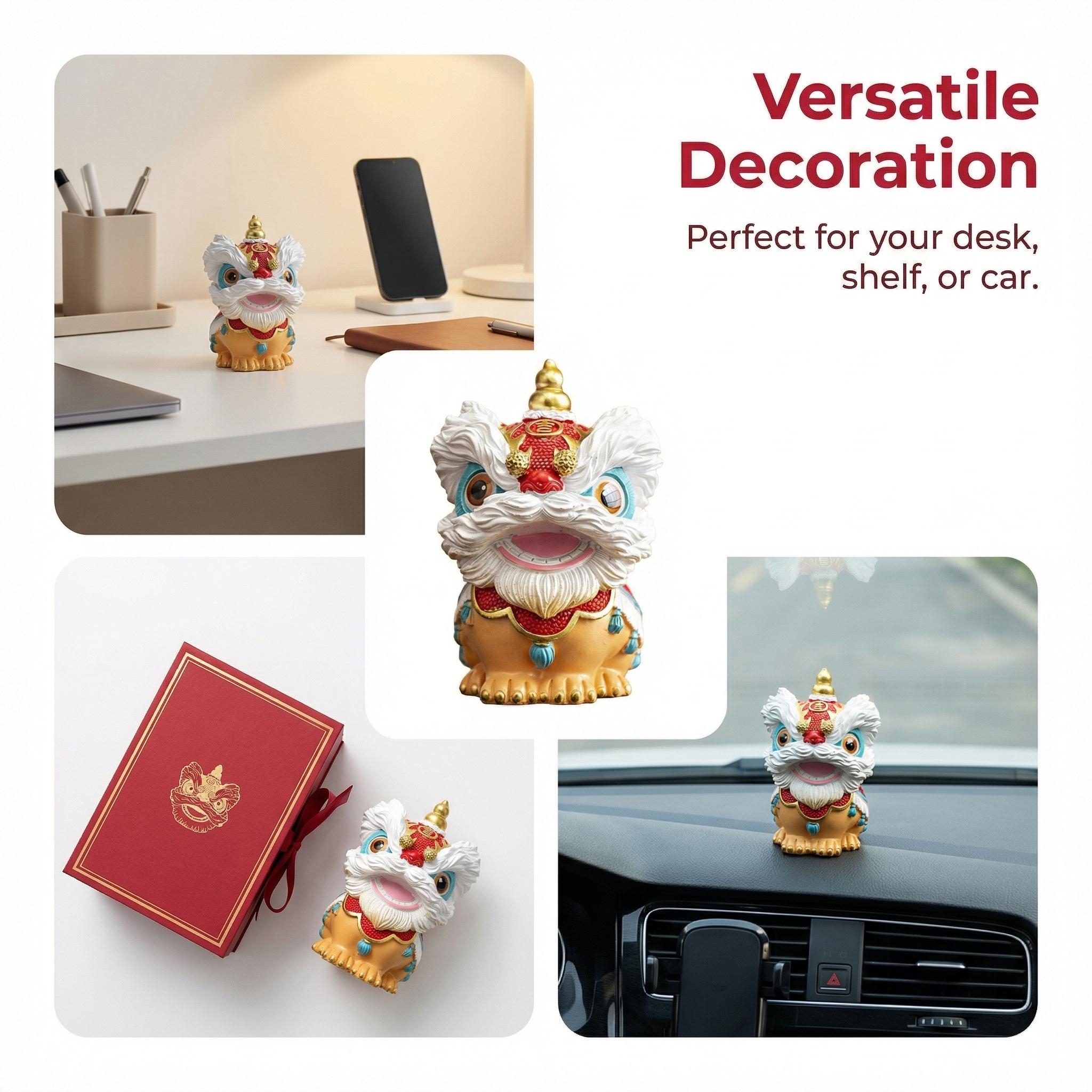 Lion Dance Ornament Decorative Figurine, Home Decoration Lover Gift Idea, Office Desk Accessory, Trendy Collectible Toy