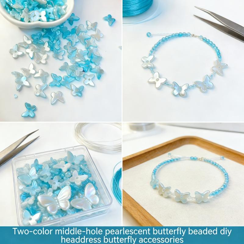 3200pcs DIY Headpiece Accessories, Dual Color Lustrous Butterfly Beads, Handmade Jewelry Materials, Craft Supplies for Creators