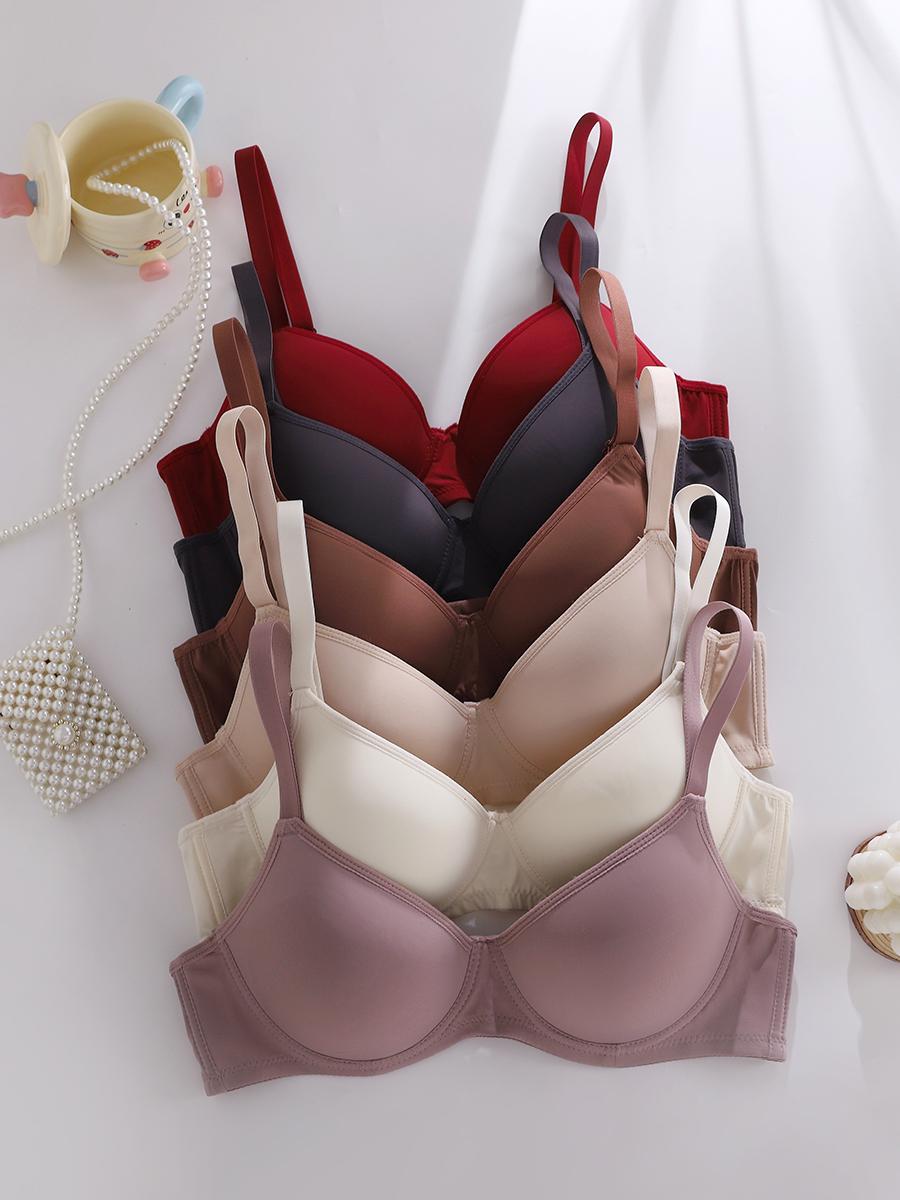 6pcs Ultra-Soft Seamless Push Up Bras - Comfortable Casual AttireSupportive T-shirt Intimates for Women - Versatile Value Set in SimpleStyle
