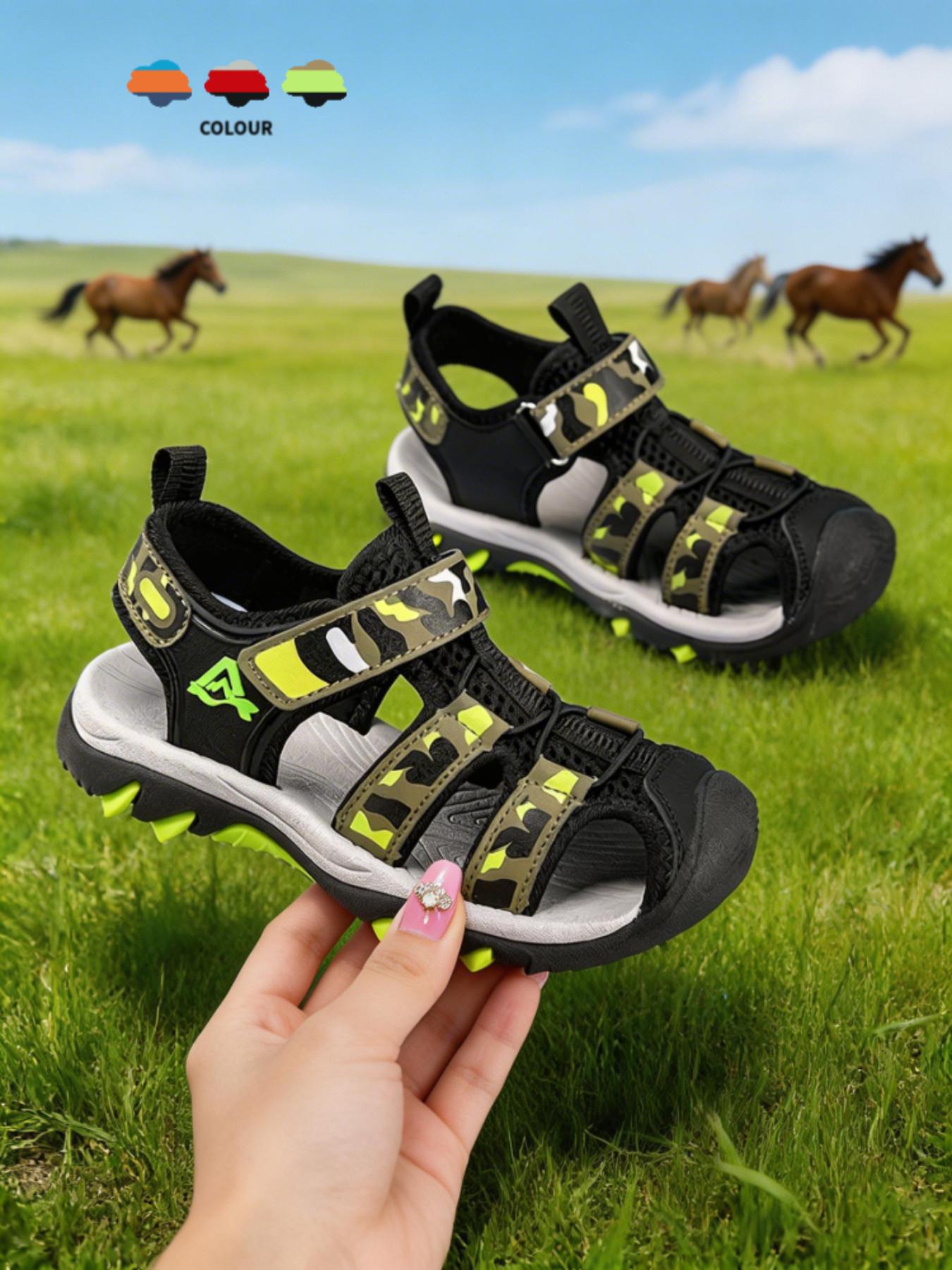 Sandals, Unisex Summer Beach Shoes, School Style Design, Anti-Slip, Breathable, Lightweight, Velcro Closure