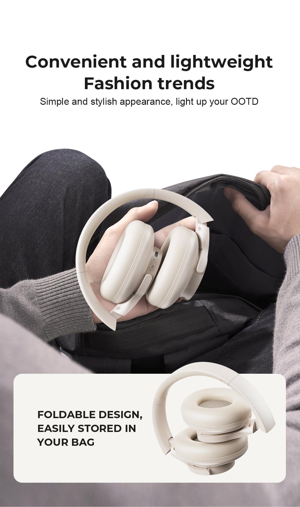 ERAZER Active Noise Cancellation Wireless Over Ear Headphones,Foldable Light weight Bluetooth Headsets,Deep Bass,With Microphone Audio Electronic